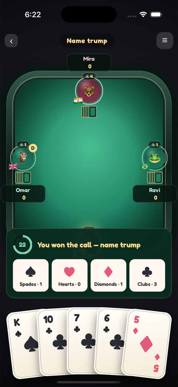 Ghant — a trick-taking card game in play